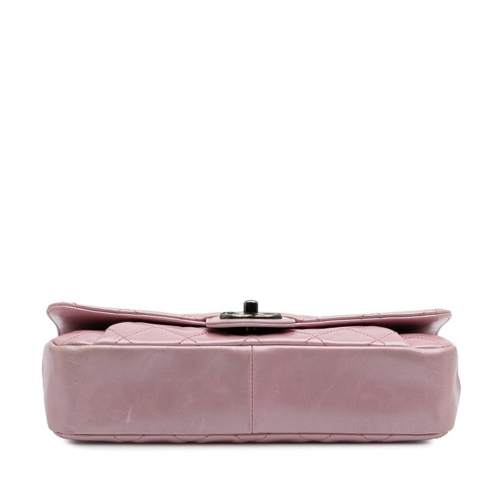 Medium Quilted Metallic Calfskin Coco Pleats Chain Flap Pink - Gaby Paris