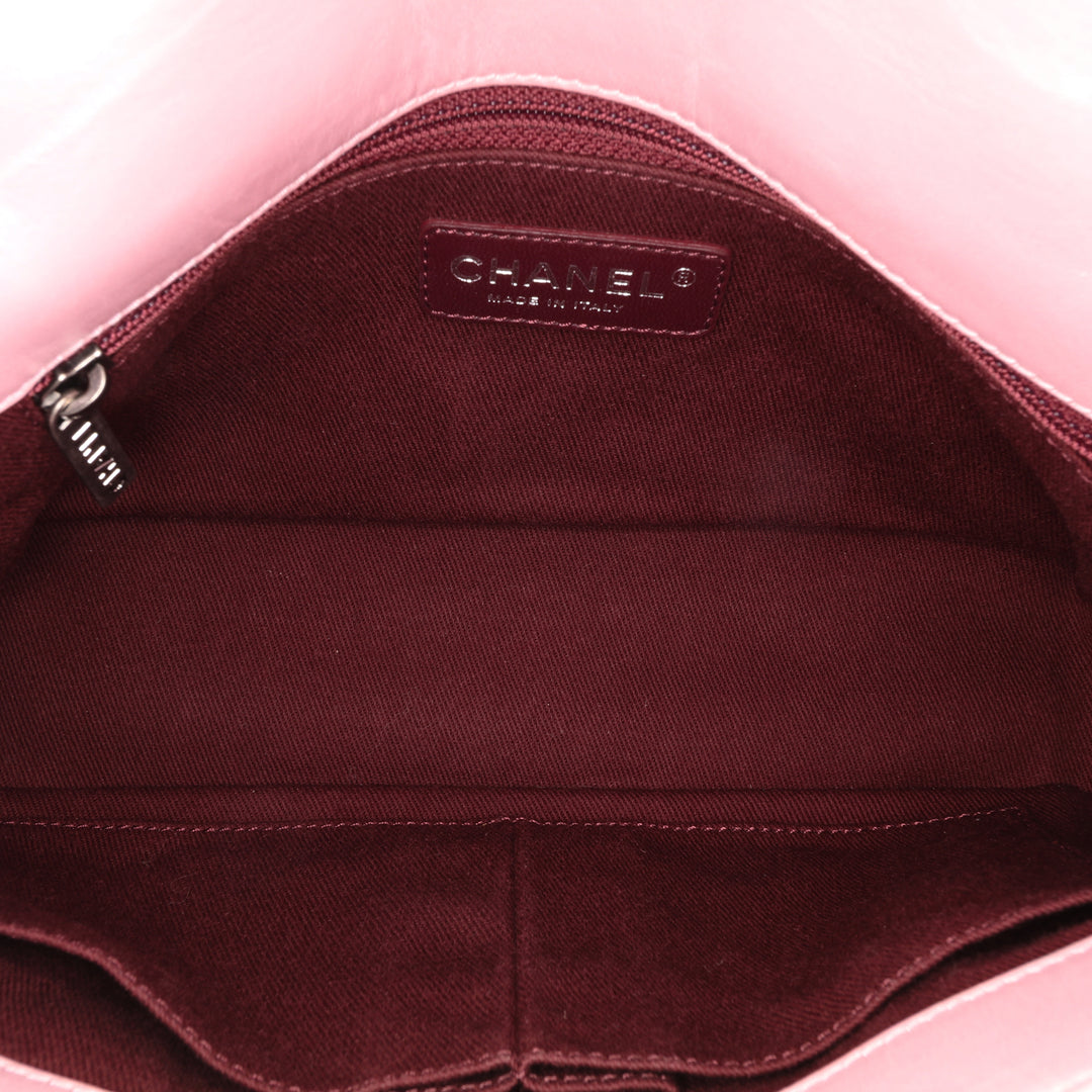 Medium Quilted Metallic Calfskin Coco Pleats Chain Flap Pink - Gaby Paris
