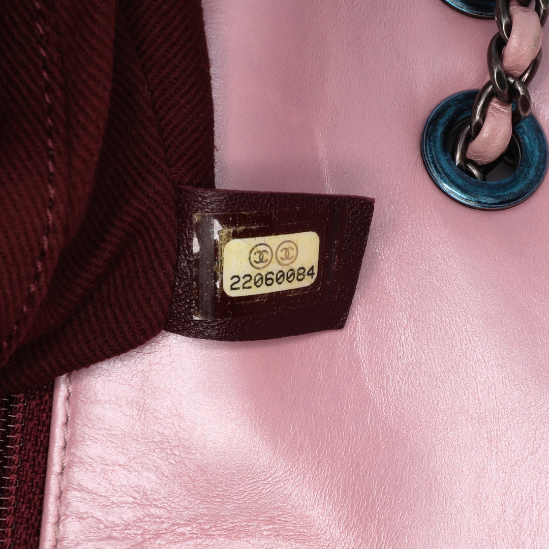 Medium Quilted Metallic Calfskin Coco Pleats Chain Flap Pink - Gaby Paris