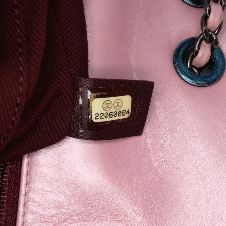 Medium Quilted Metallic Calfskin Coco Pleats Chain Flap Pink - Gaby Paris