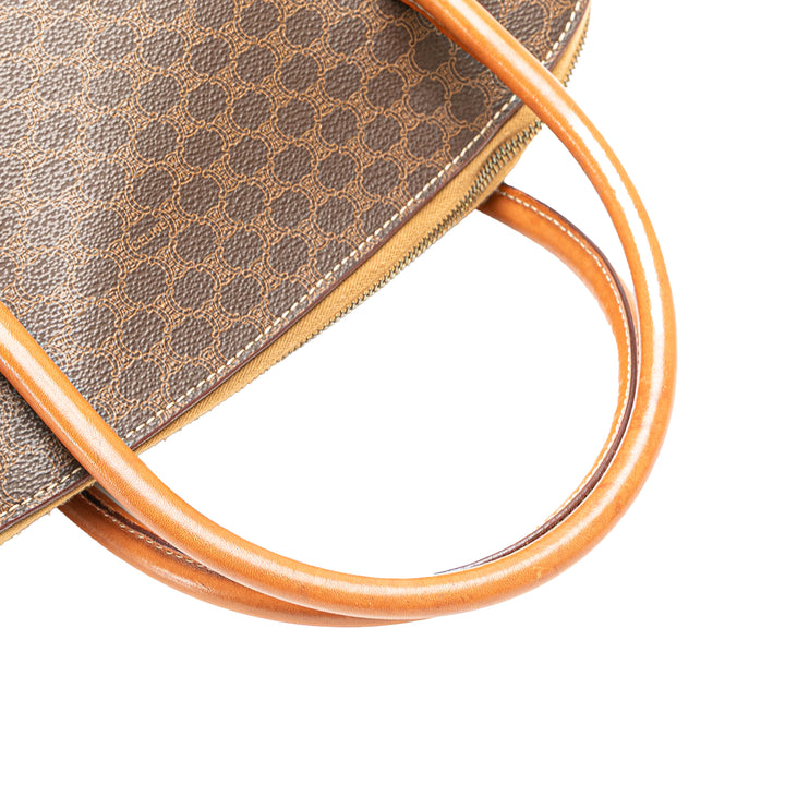 Large Macadam Coated Canvas Dome Satchel Brown - Gaby Paris