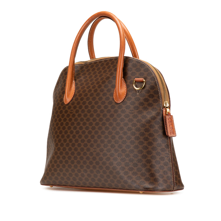 Large Macadam Coated Canvas Dome Satchel Brown - Gaby Paris