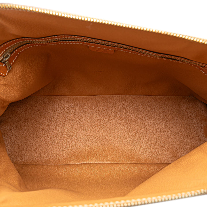 Large Macadam Coated Canvas Dome Satchel Brown - Gaby Paris