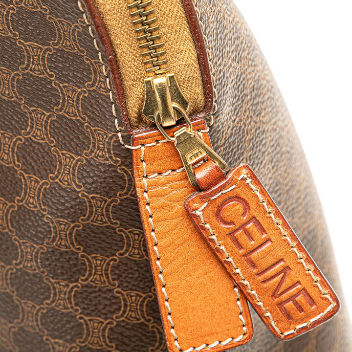 Large Macadam Coated Canvas Dome Satchel Brown - Gaby Paris
