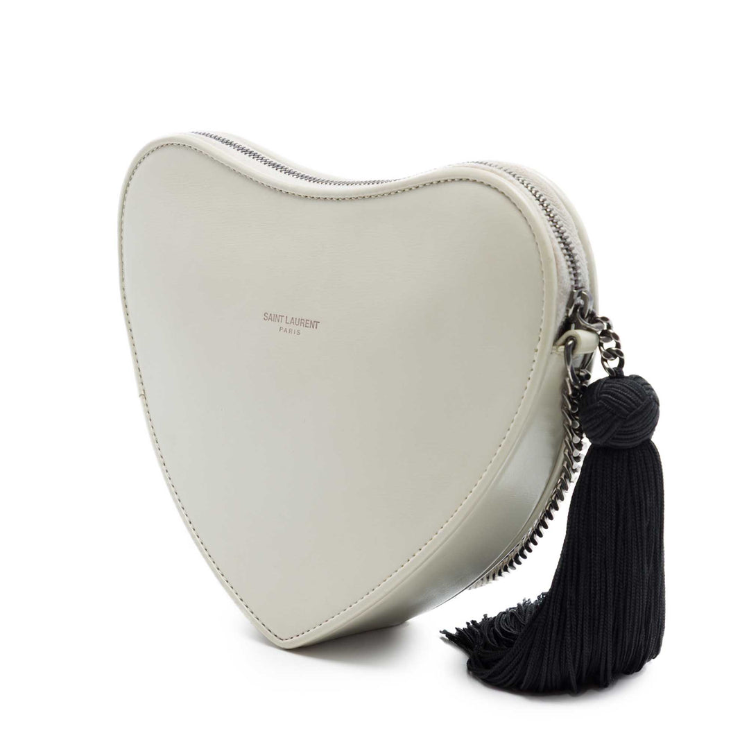 Saint Laurent Sac Coeur Heart Pompon Sac Cuir de veau lisse
