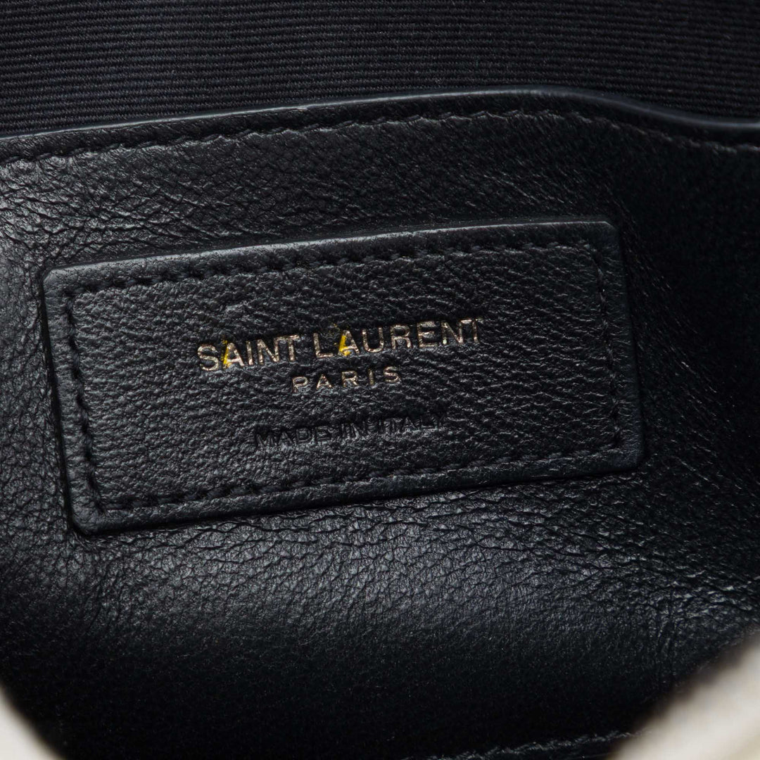Saint Laurent Sac Coeur Heart Pompon Sac Cuir de veau lisse