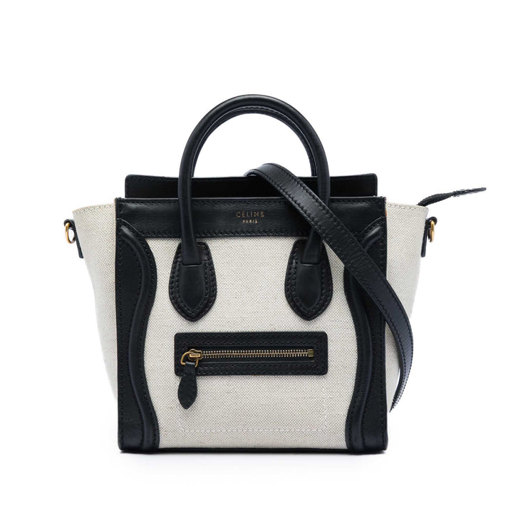 Celine Cabas Bicolore et Luggage Nano Blanc – vue principale – GABY PARIS
