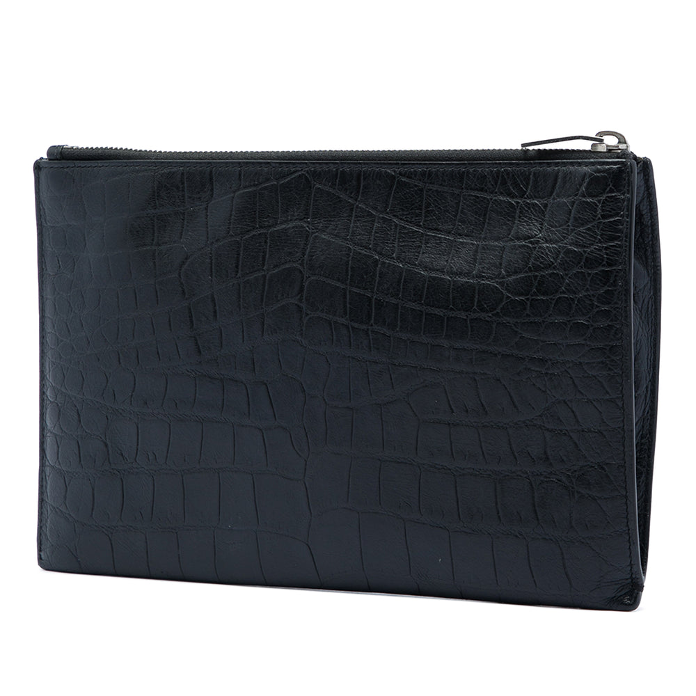 Saint Laurent Croc embossé Pochette Noir – vue 2 – GABY PARIS