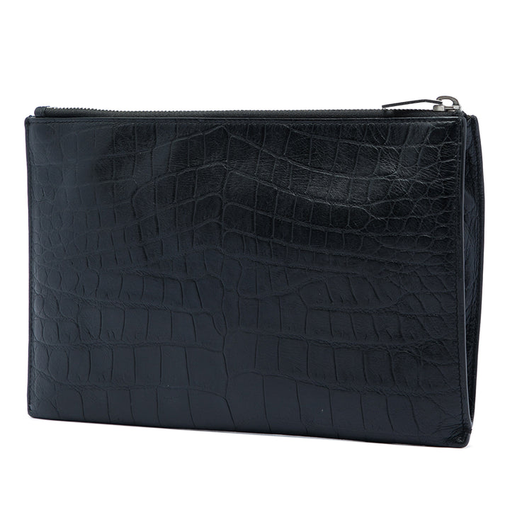 Saint Laurent Croc embossé Pochette Noir – vue 2 – GABY PARIS