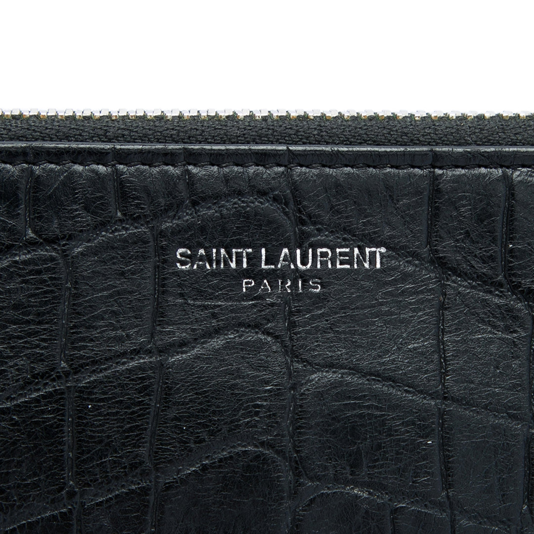 Saint Laurent Croc embossé Pochette Noir – vue 5 – GABY PARIS