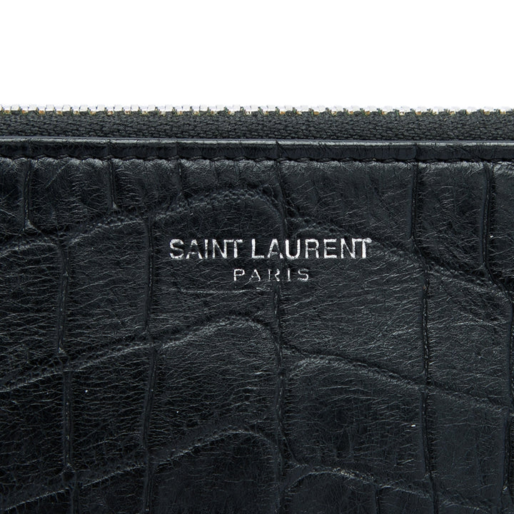 Saint Laurent Croc embossé Pochette Noir – vue 5 – GABY PARIS