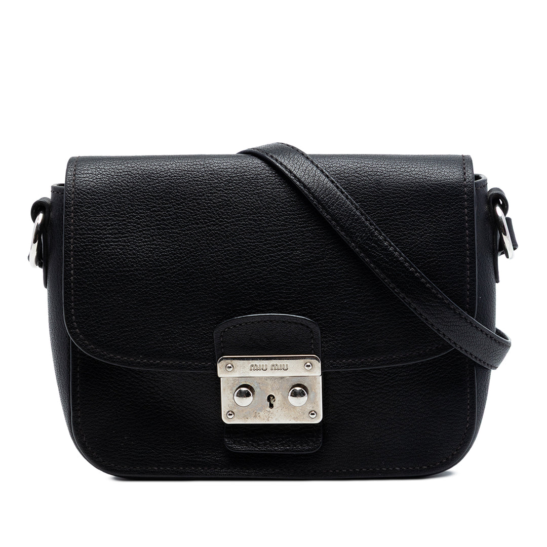 Miu Miu Madras Sac Cuir de chèvre Noir – vue principale – GABY PARIS