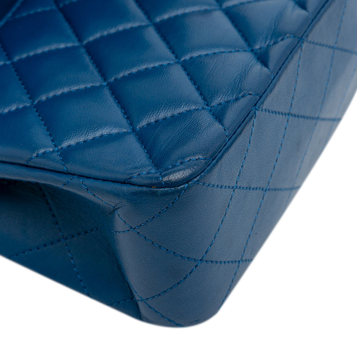 Small Classic Lambskin Rainbow Double Flap Blue - Gaby Paris