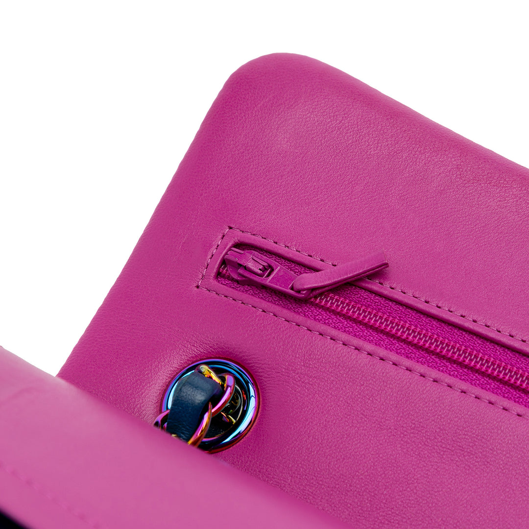 Small Classic Lambskin Rainbow Double Flap Blue - Gaby Paris