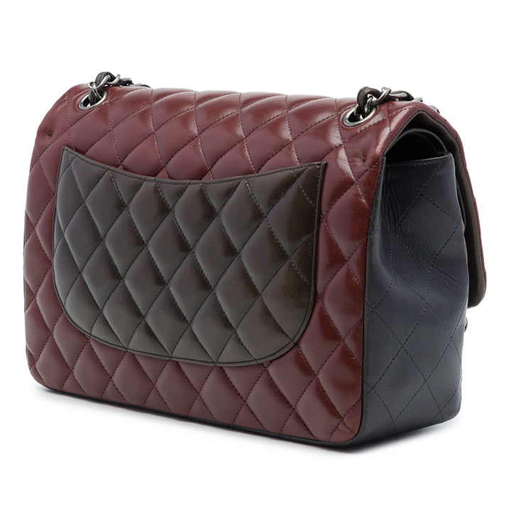 Classic Tricolore Double rabat Jumbo Cuir d'agneau Rouge