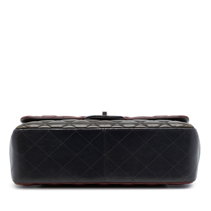 Classic Tricolore Double rabat Jumbo Cuir d'agneau Rouge