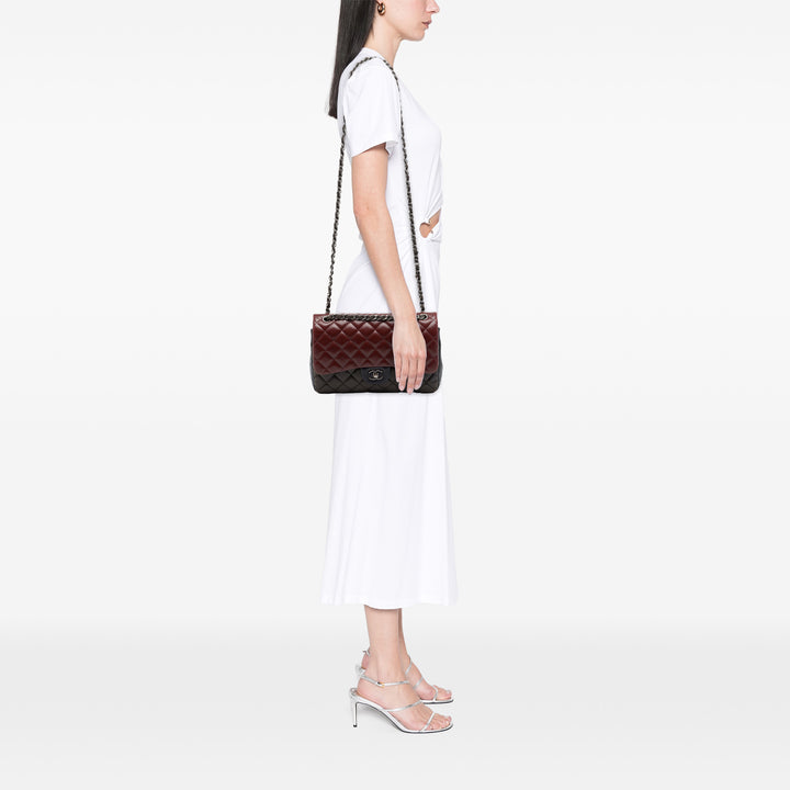 Classic Tricolore Double rabat Jumbo Cuir d'agneau Rouge