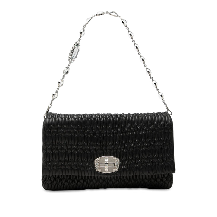 Miu Miu Sac à main Matelasse Cristal nappa Grand Noir – vue principale – GABY PARIS