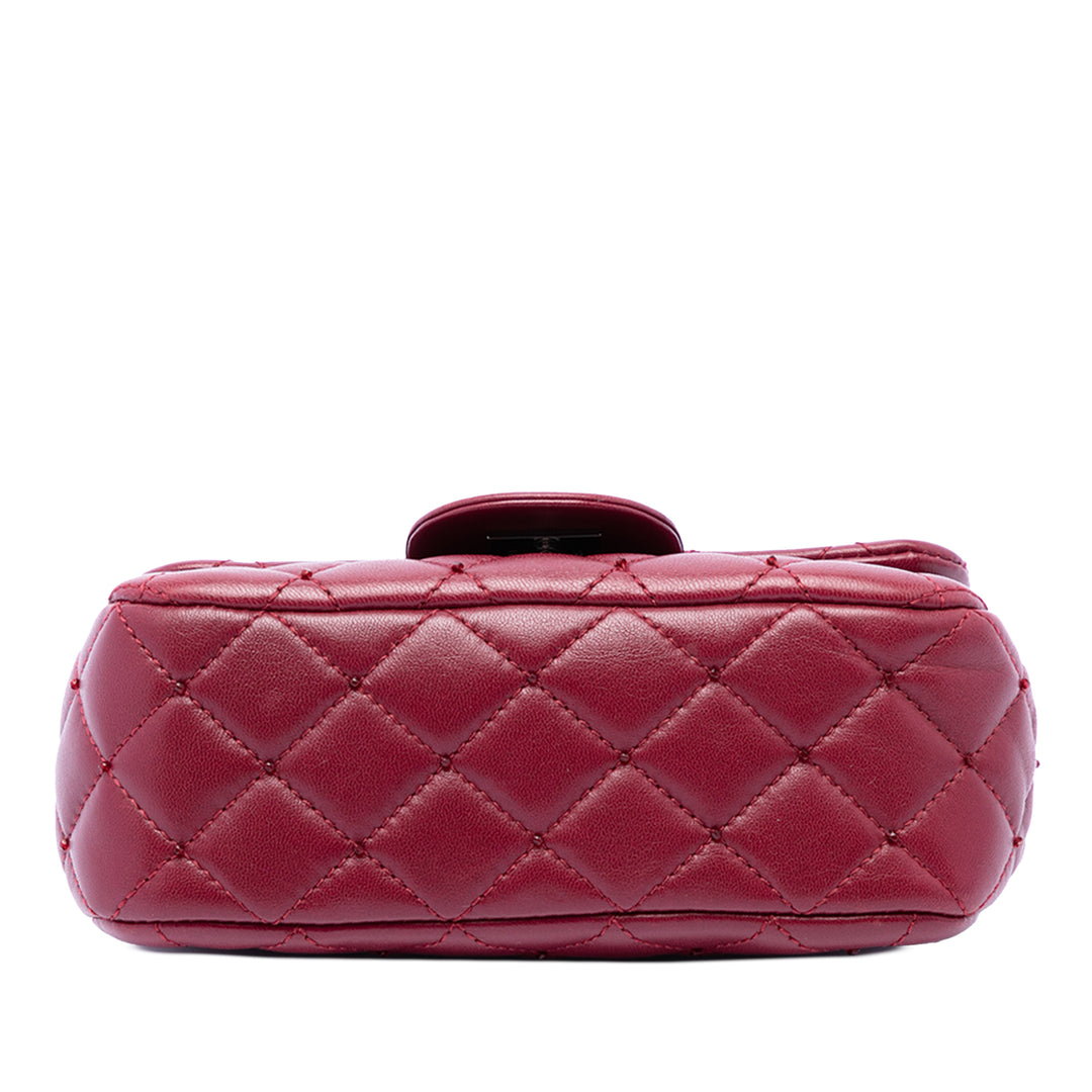 Classic Rectangulaire Rabat simple Extra Mini Cuir d'agneau Rouge