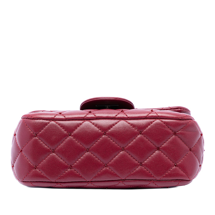 Classic Rectangulaire Rabat simple Extra Mini Cuir d'agneau Rouge
