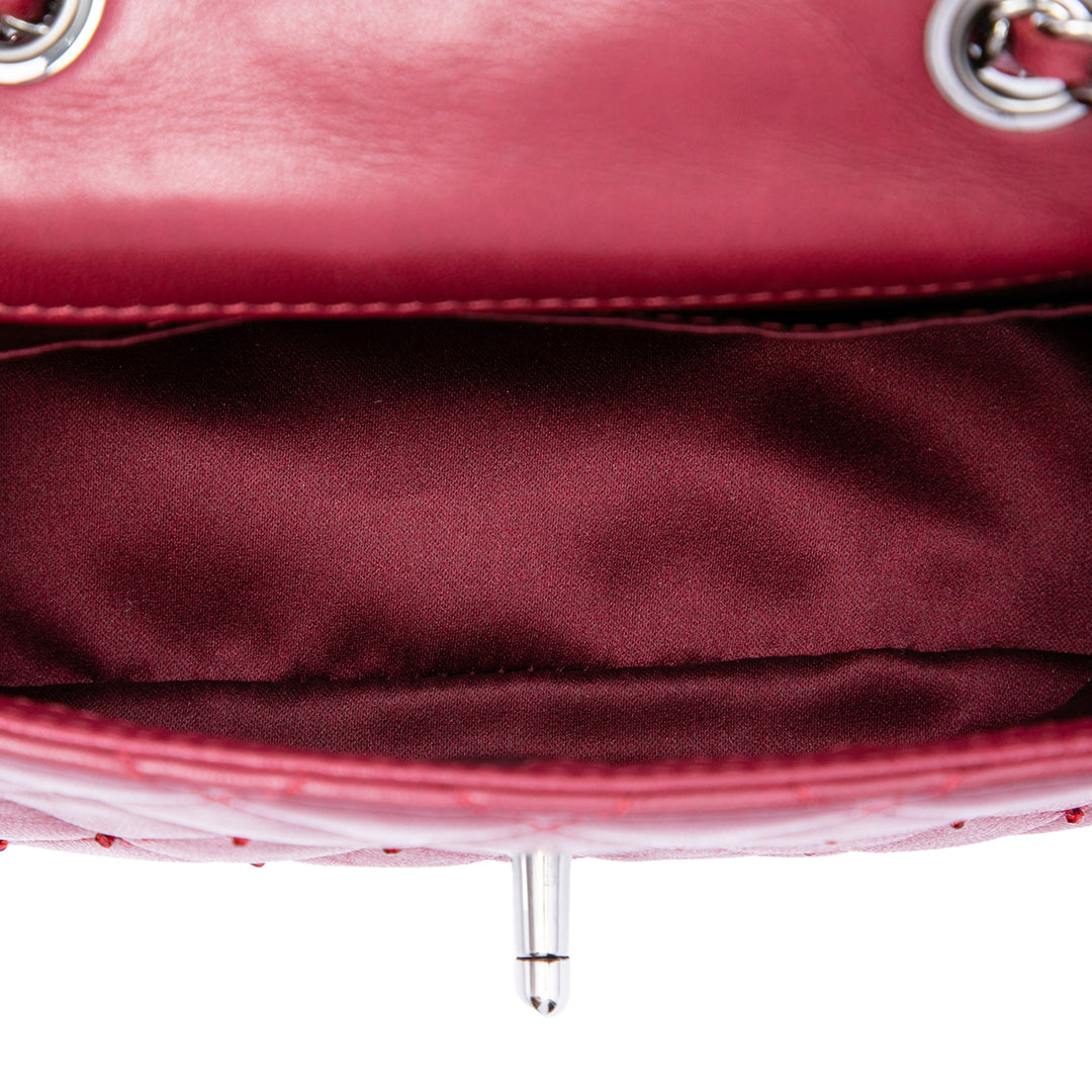 Classic Rectangulaire Rabat simple Extra Mini Cuir d'agneau Rouge