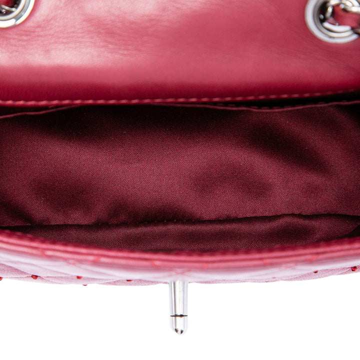 Classic Rectangulaire Rabat simple Extra Mini Cuir d'agneau Rouge