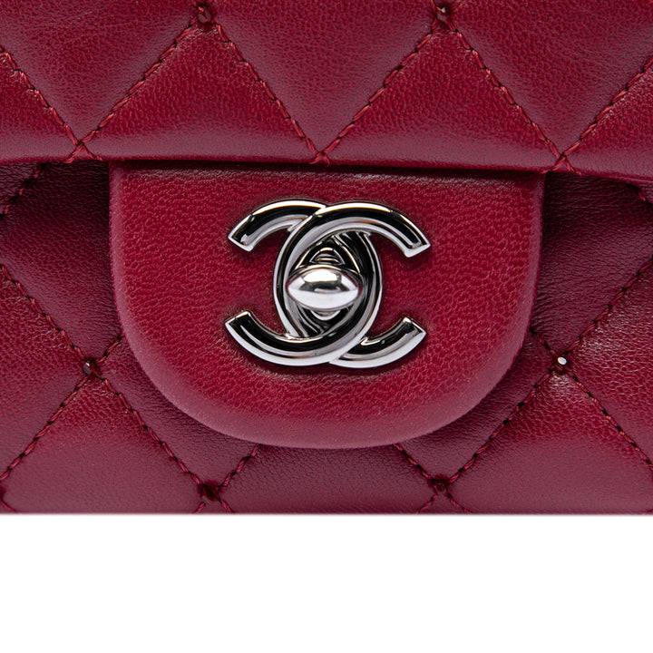 Classic Rectangulaire Rabat simple Extra Mini Cuir d'agneau Rouge