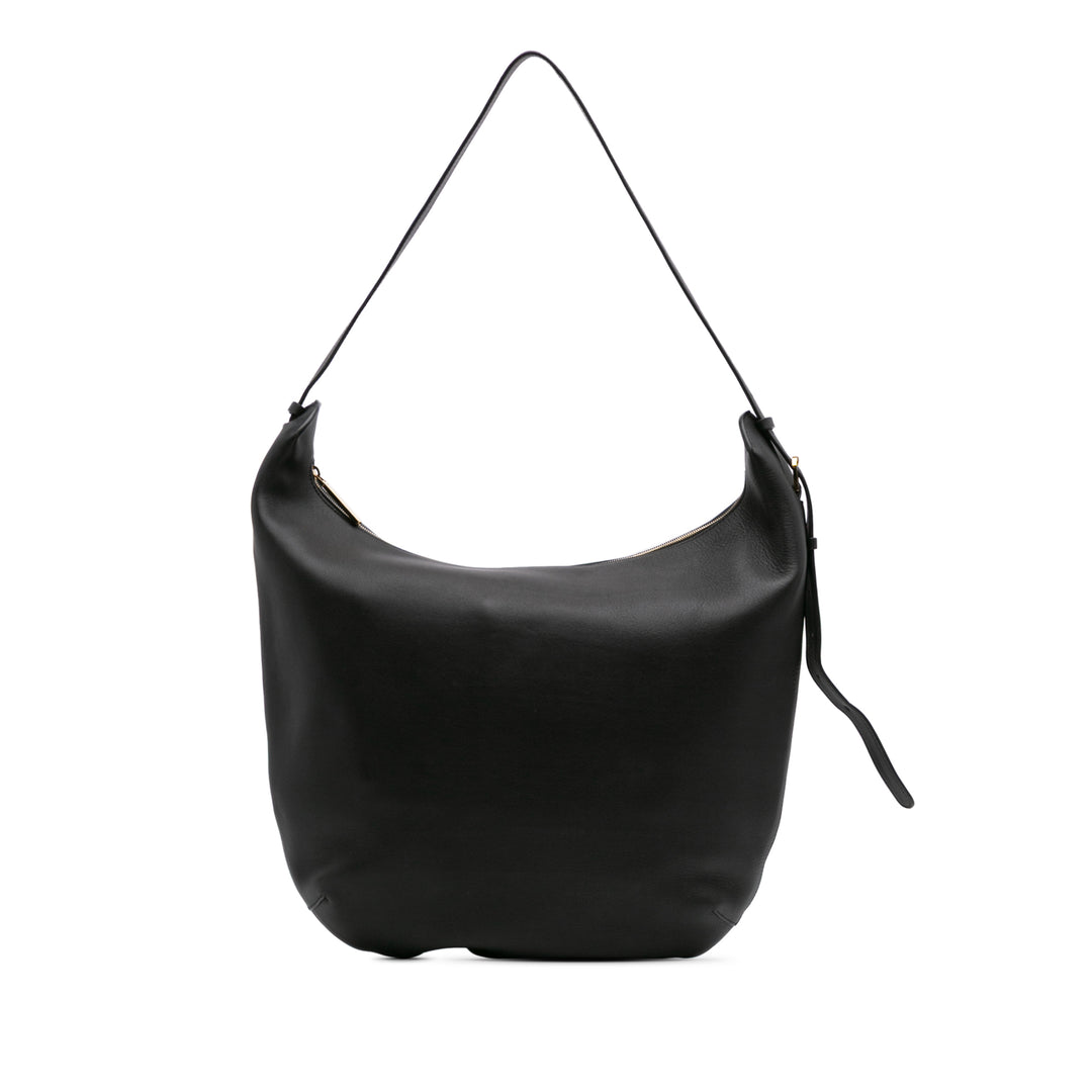Leather North South Allie Shoulder Bag Black - Gaby Paris