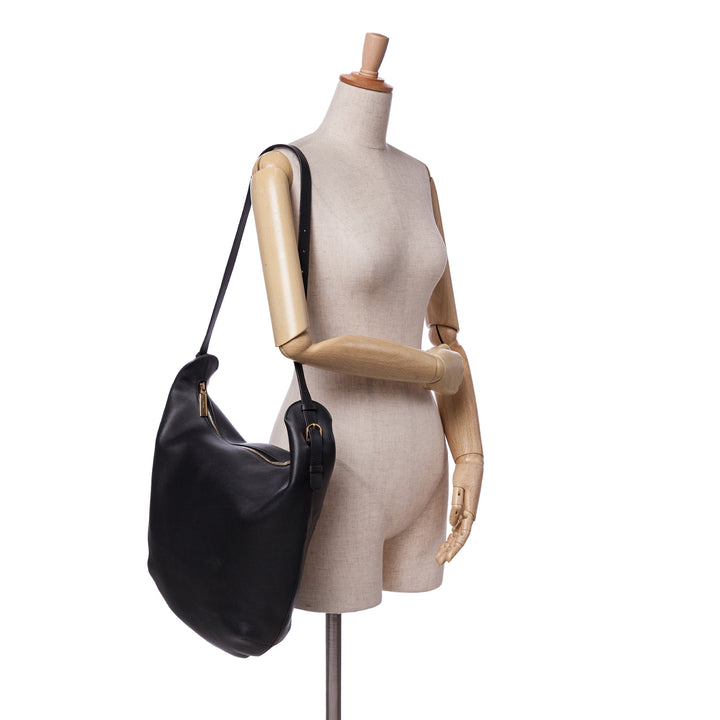 Leather North South Allie Shoulder Bag Black - Gaby Paris