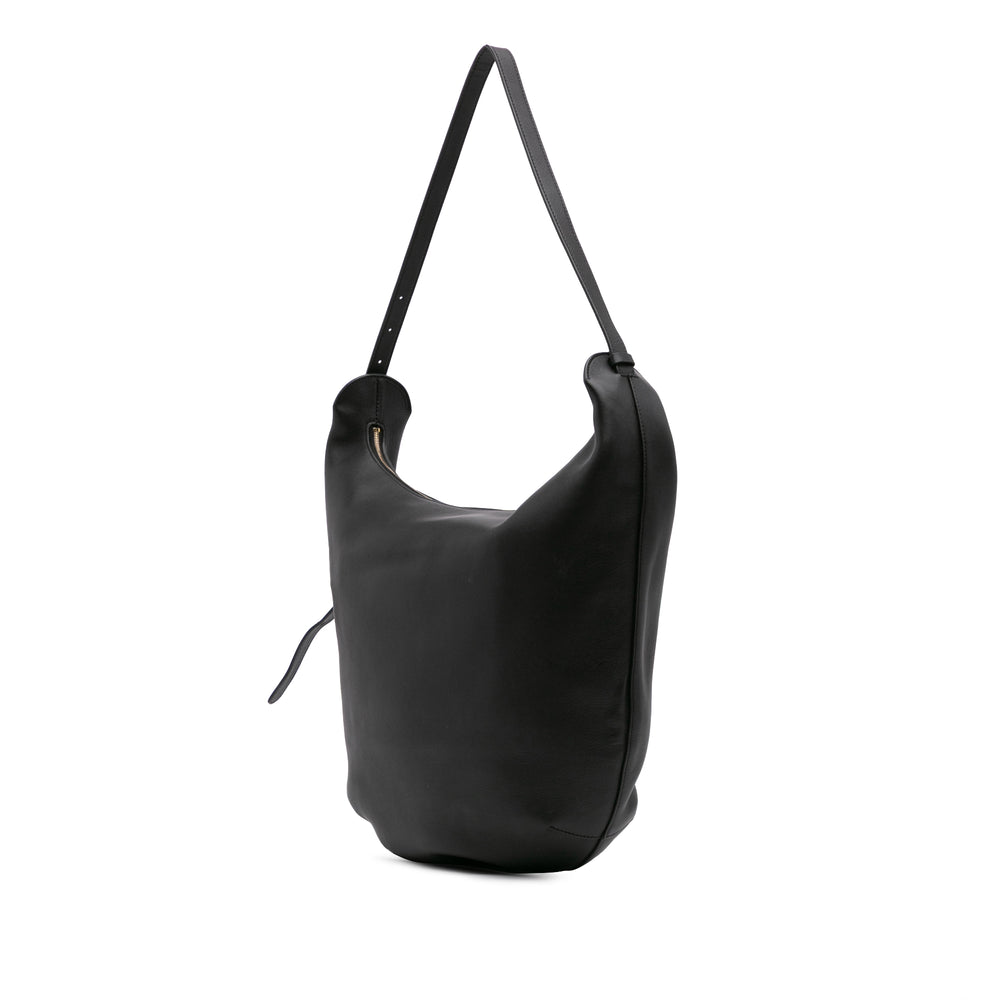 Leather North South Allie Shoulder Bag Black - Gaby Paris