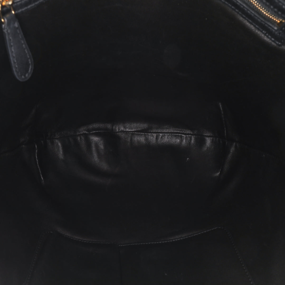 Leather North South Allie Shoulder Bag Black - Gaby Paris