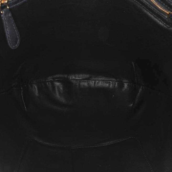 Leather North South Allie Shoulder Bag Black - Gaby Paris