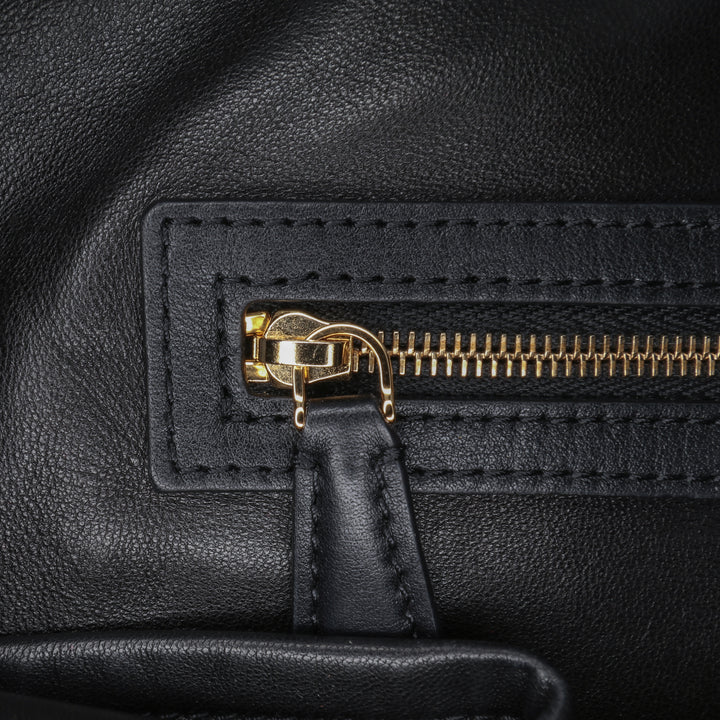 Leather North South Allie Shoulder Bag Black - Gaby Paris
