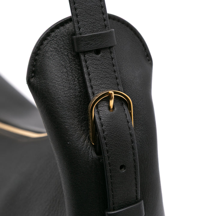 Leather North South Allie Shoulder Bag Black - Gaby Paris
