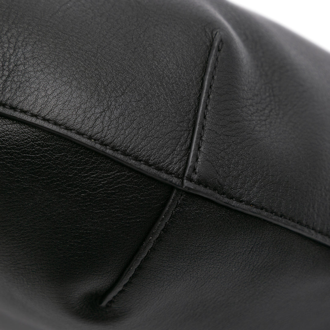 Leather North South Allie Shoulder Bag Black - Gaby Paris