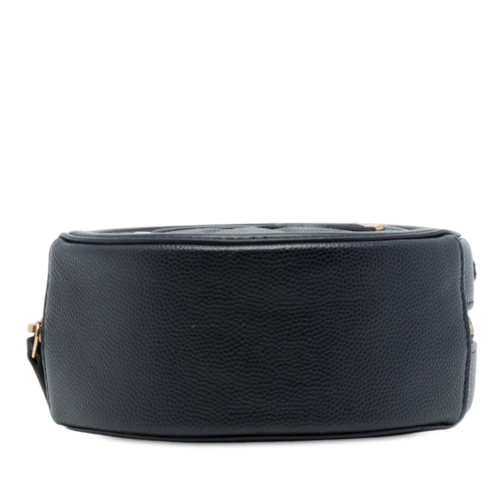 Chanel CC Filigree Rond Pochette avec chaîne Cuir caviar Noir