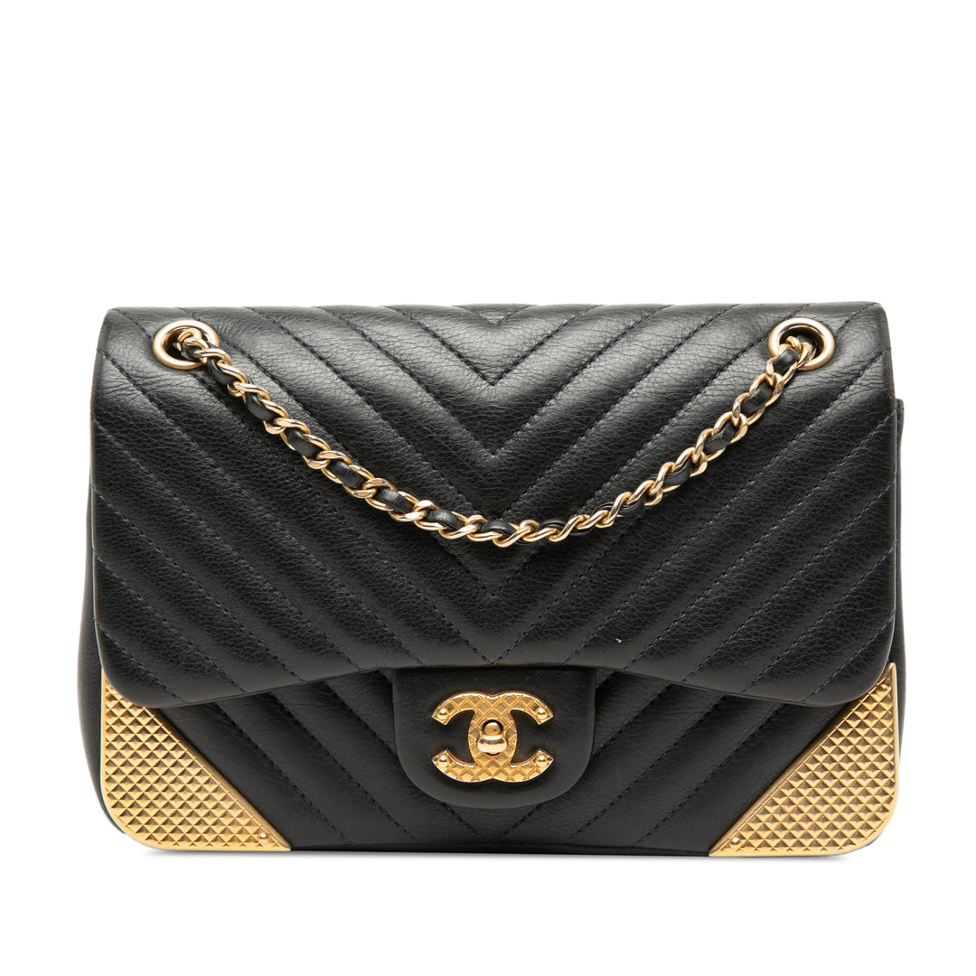 Chanel Mini Chevron Cuir de veau Rock The Corner à rabat