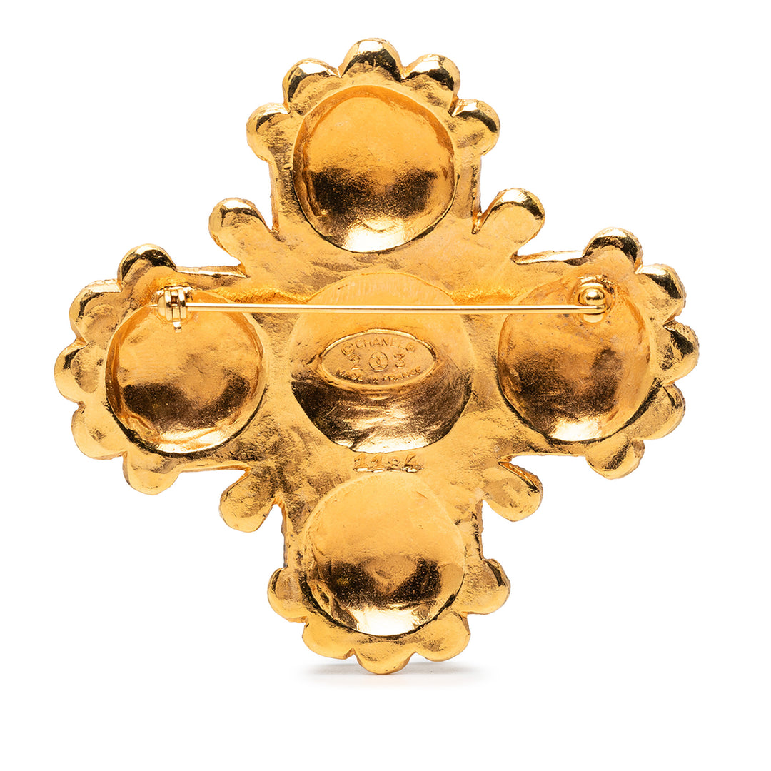 Chanel plaqué Lion Logo Cross Broche