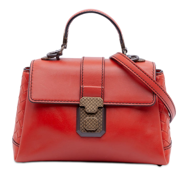 Bottega Veneta Sac à main Intrecciato à finitions Piazza à nappa Mini Orange – vue principale – GABY PARIS