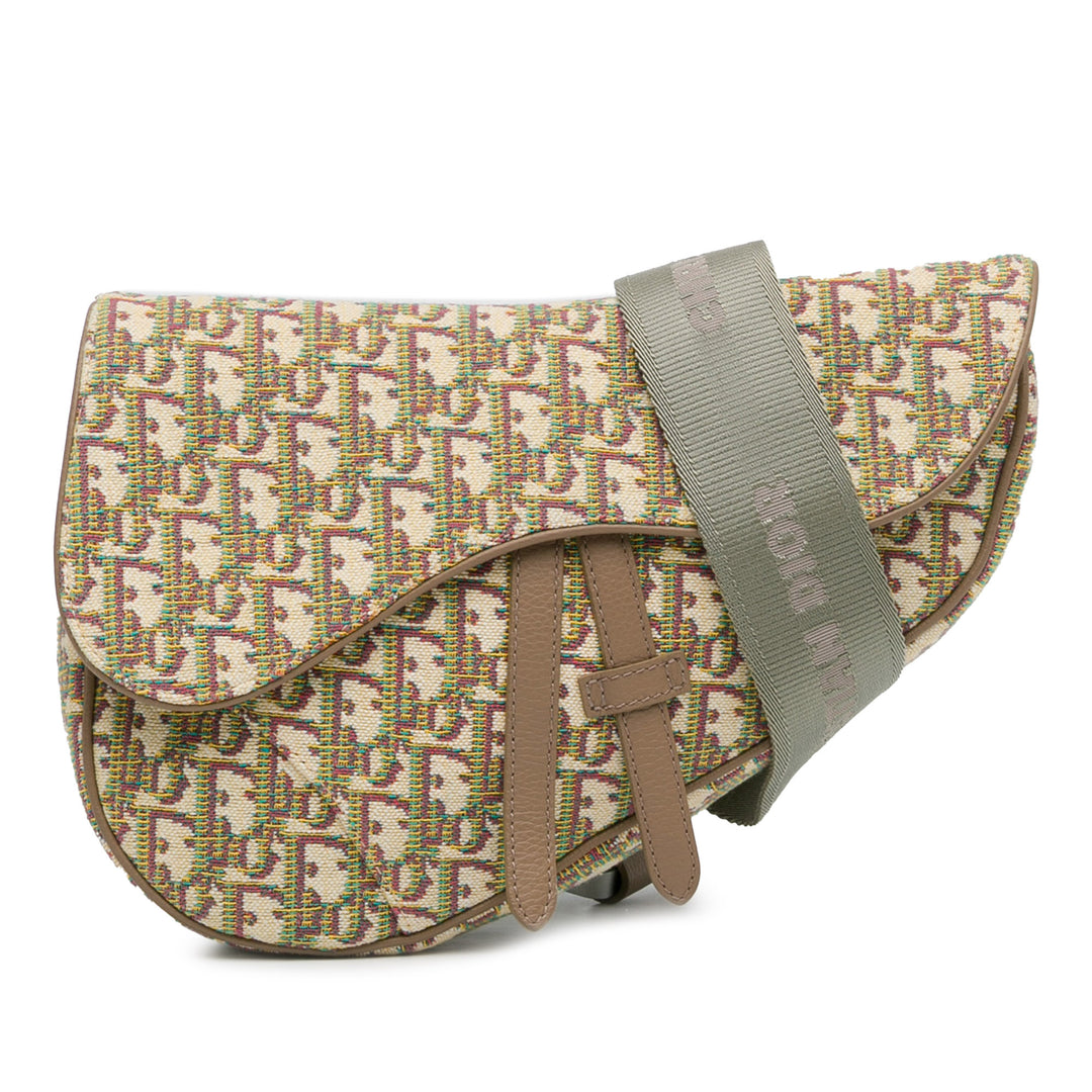 Oblique Canvas Saddle Bag Brown - Gaby Paris