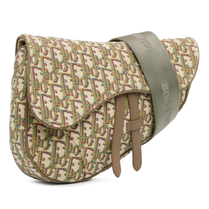 Oblique Canvas Saddle Bag Brown - Gaby Paris