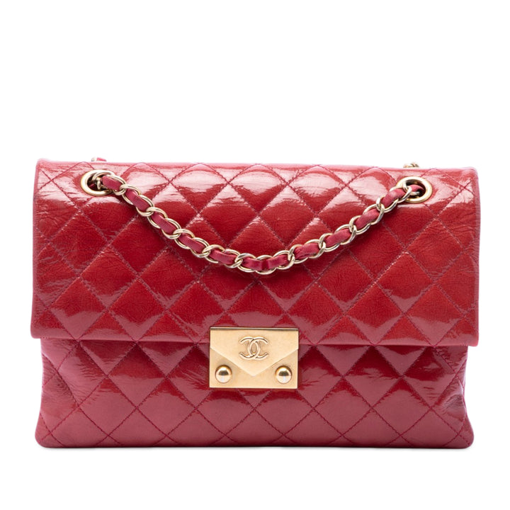 Chanel Matelassé Cuir verni Cuir de chèvre Pagoda Accordion à rabat
