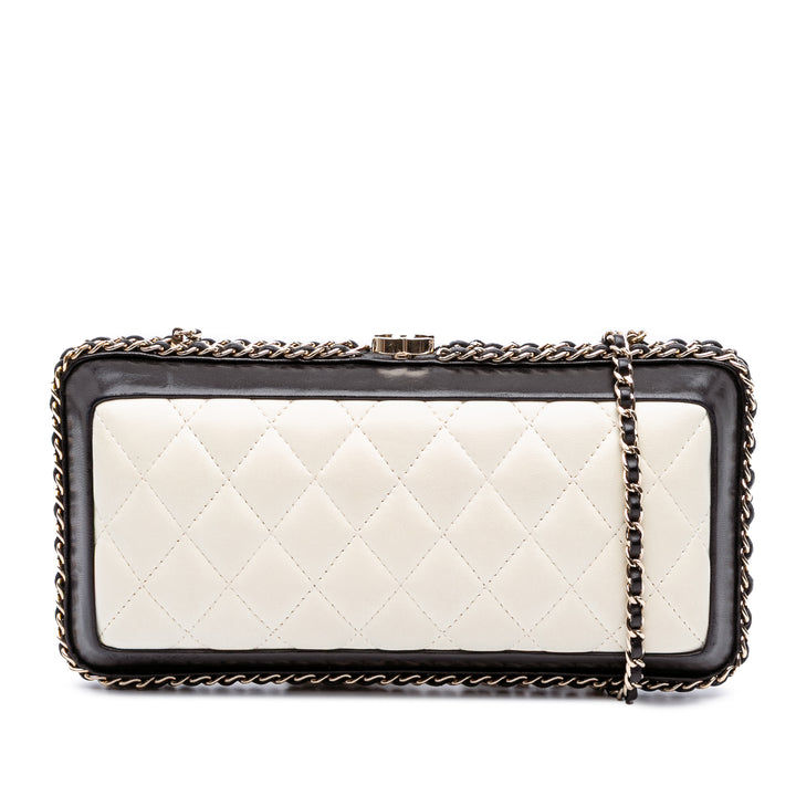 Chanel Bicolor Quilted Cuir d’agneau Chain Around Pochette Blanc – GABY PARIS Authentique