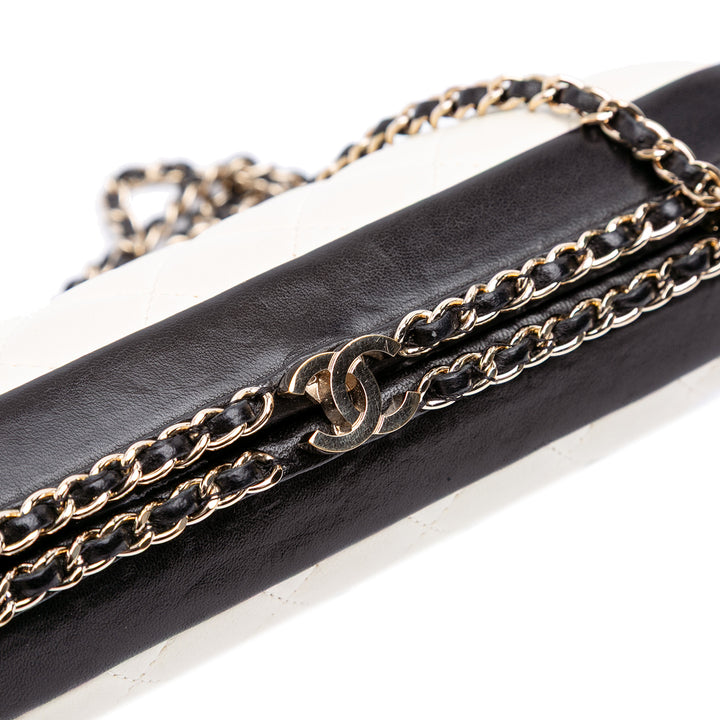 Chanel Bicolor Quilted Cuir d’agneau Chain Around Pochette Blanc – GABY PARIS Authentique