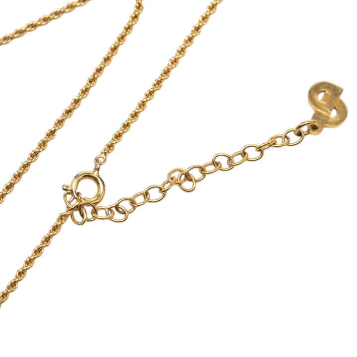 Dior plaqué Strass CD Logo Oval Pendant Collier
