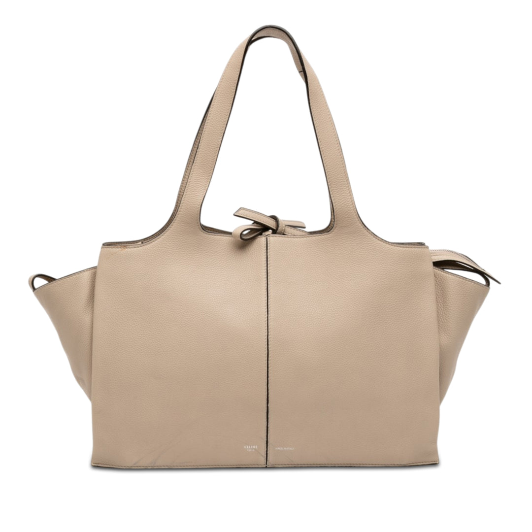 grainé Trois volets Cabas Moyen Cuir de veau grainé Beige