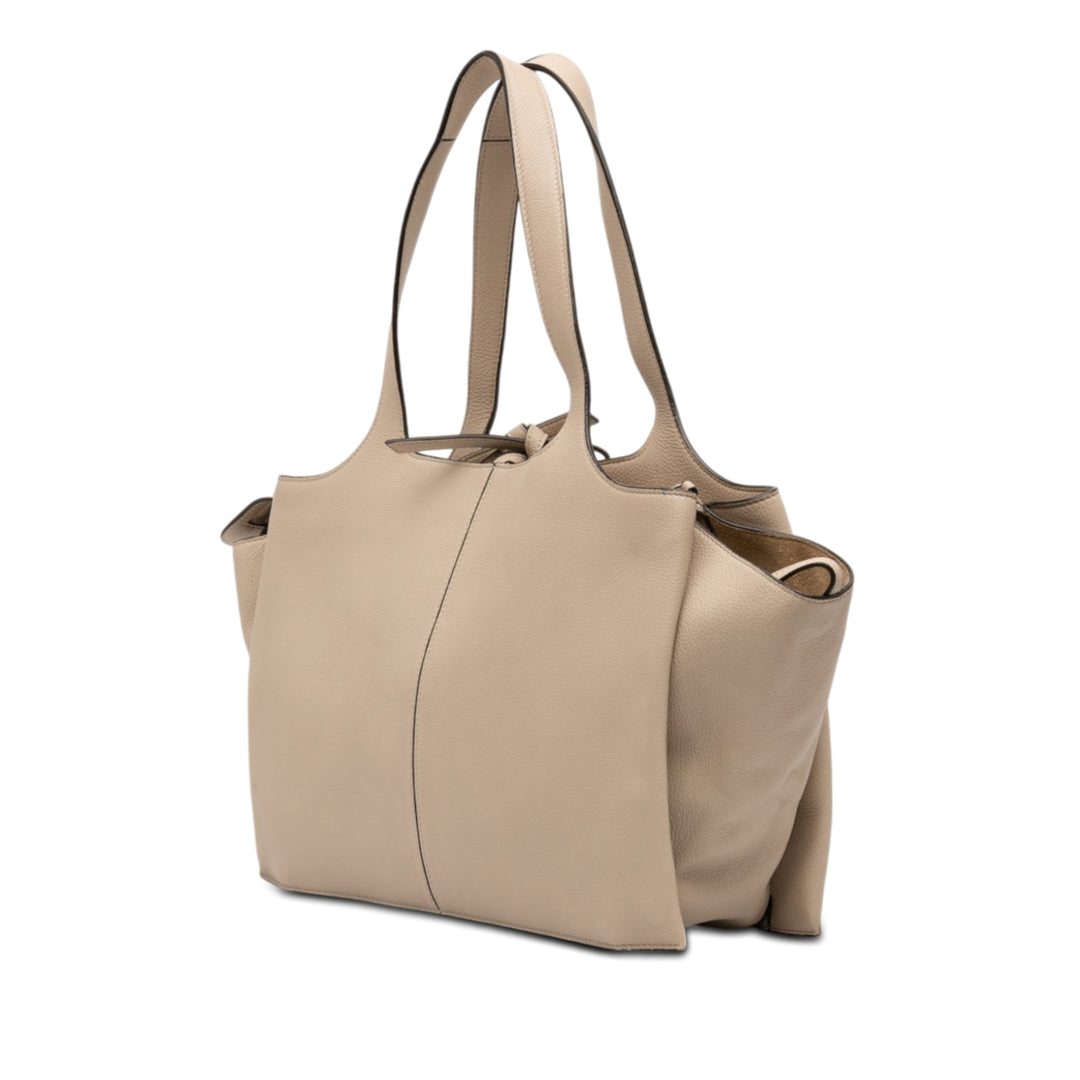 grainé Trois volets Cabas Moyen Cuir de veau grainé Beige