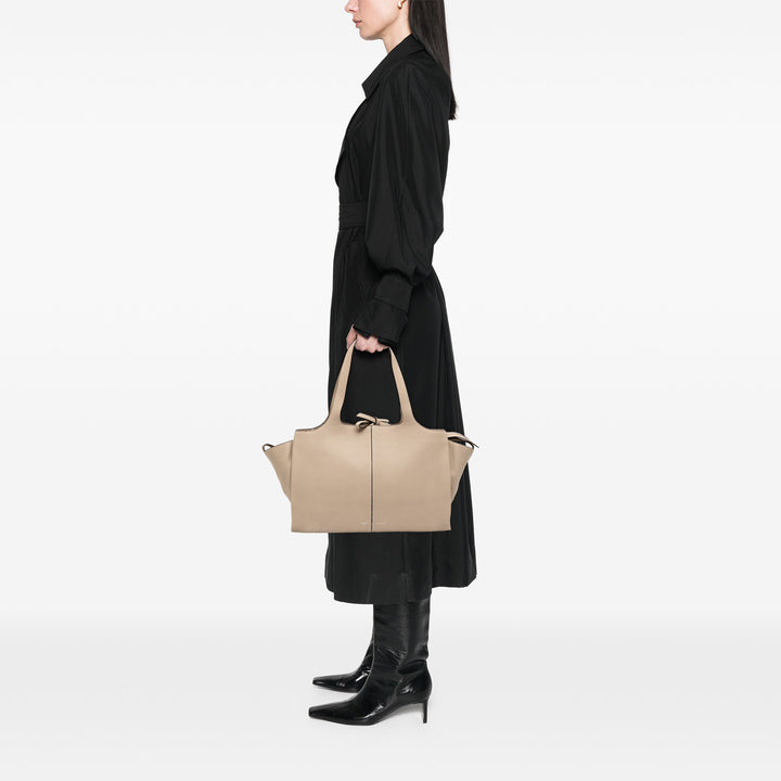 grainé Trois volets Cabas Moyen Cuir de veau grainé Beige