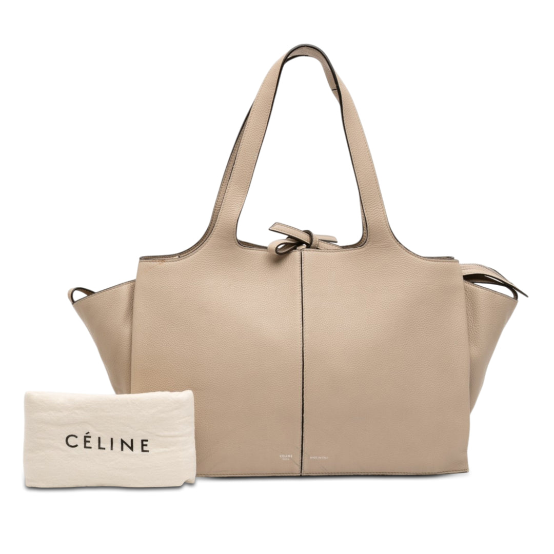 grainé Trois volets Cabas Moyen Cuir de veau grainé Beige