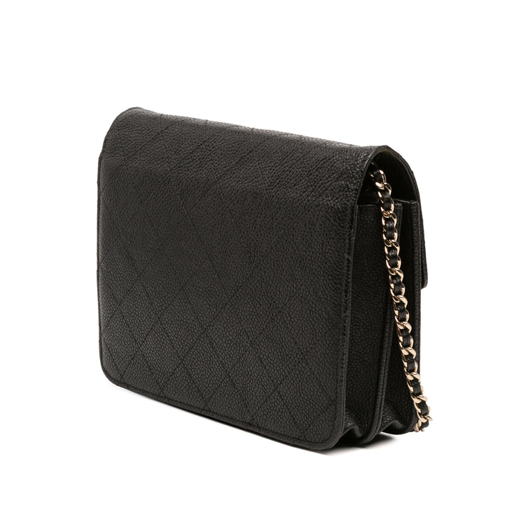 Chanel Paris Cuba Square Matelassé Caviar Thread Around Wallet On Chain